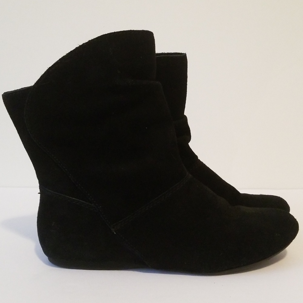 Nine West Black Suede Leather Flat Bottomed Boots